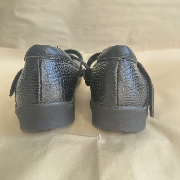 Aetrex Black Leather Mary Jane Flats Women 9.5 Textured Pebble Comfort Shoe - Picture 6 of 8